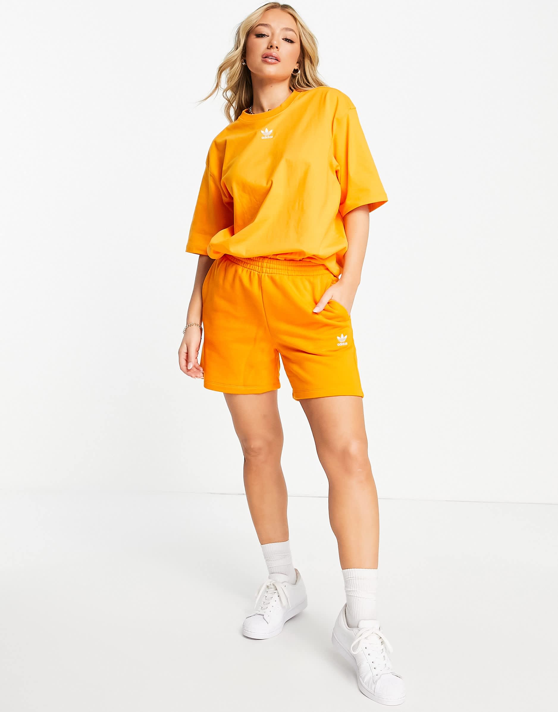 adidas Originals  essentials shorts with logo in orange