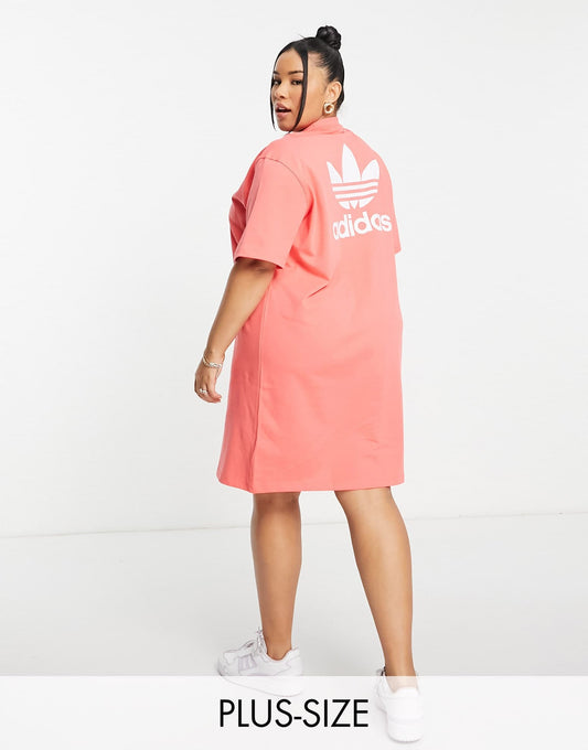 adidas Originals Plus adicolour t-shirt dress with back print in red