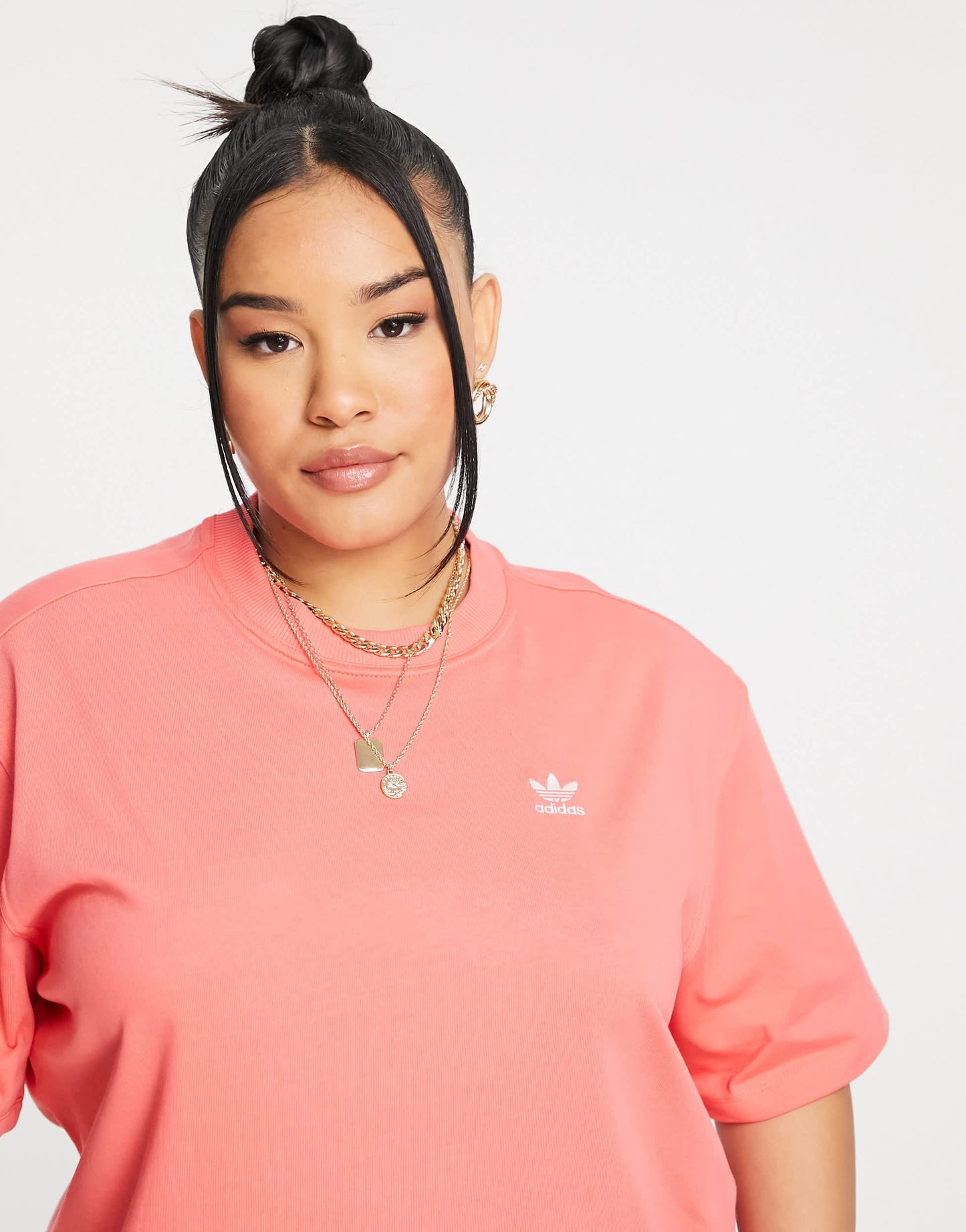 adidas Originals Plus adicolour t-shirt dress with back print in red
