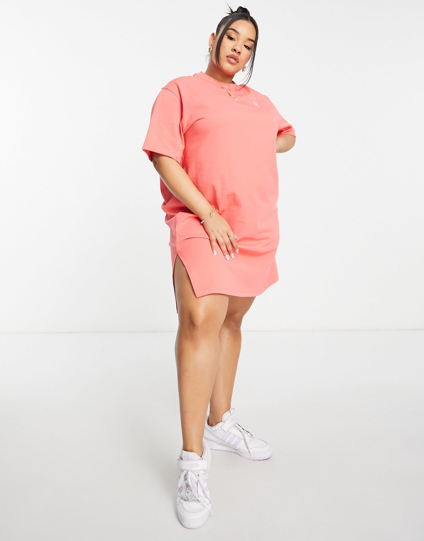adidas Originals Plus adicolour t-shirt dress with back print in red