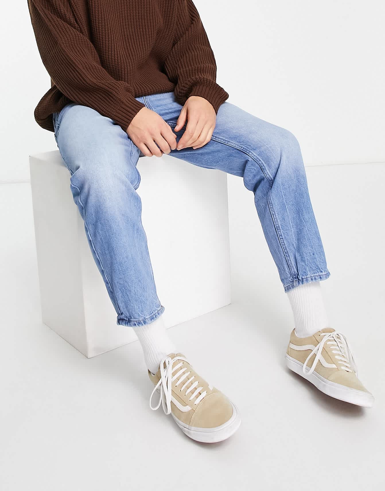Bershka straight fit jeans in blue