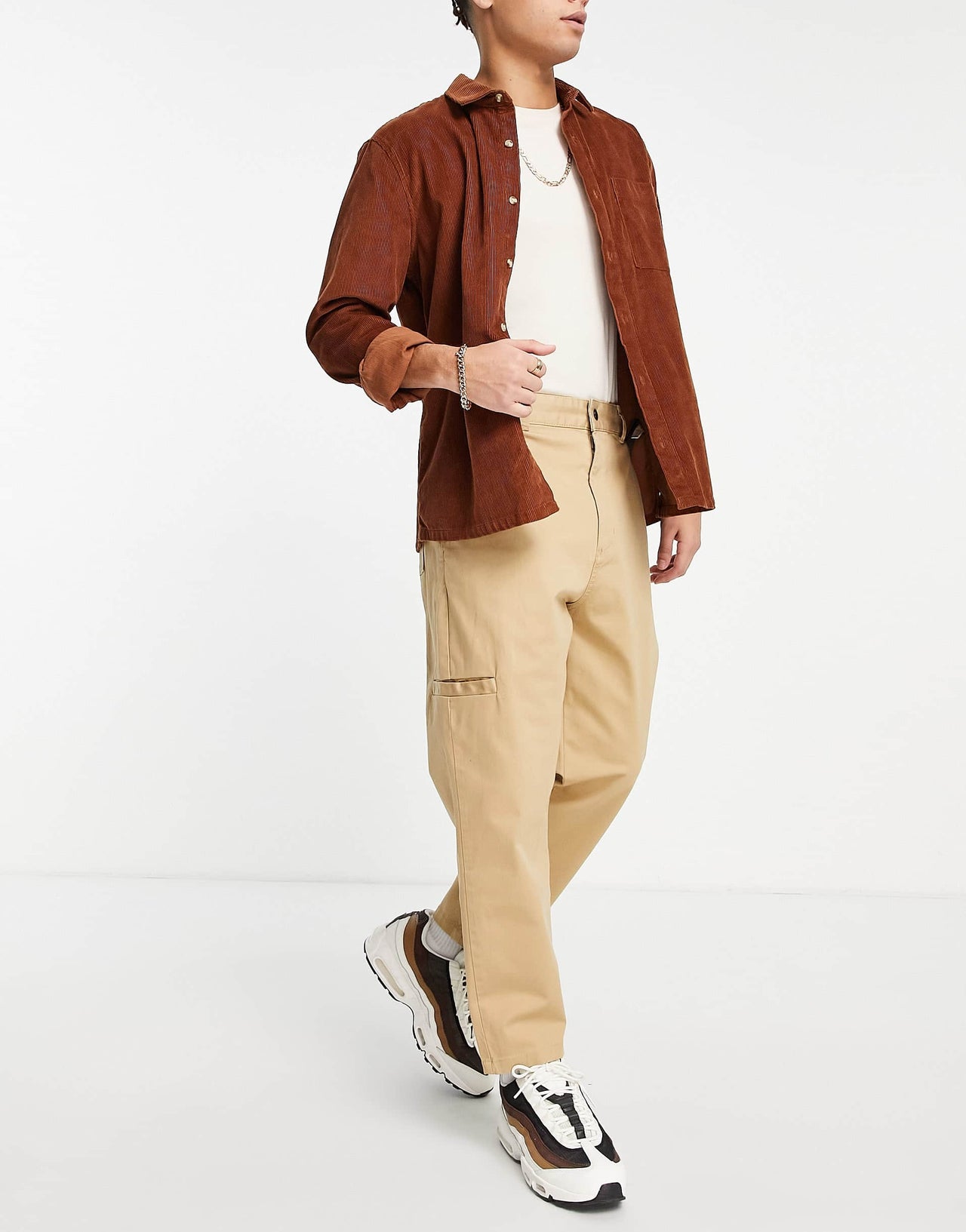 Bershka tapered chinos in tan