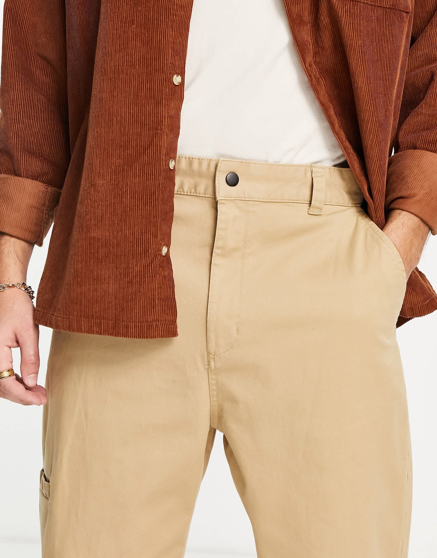 Bershka tapered chinos in tan