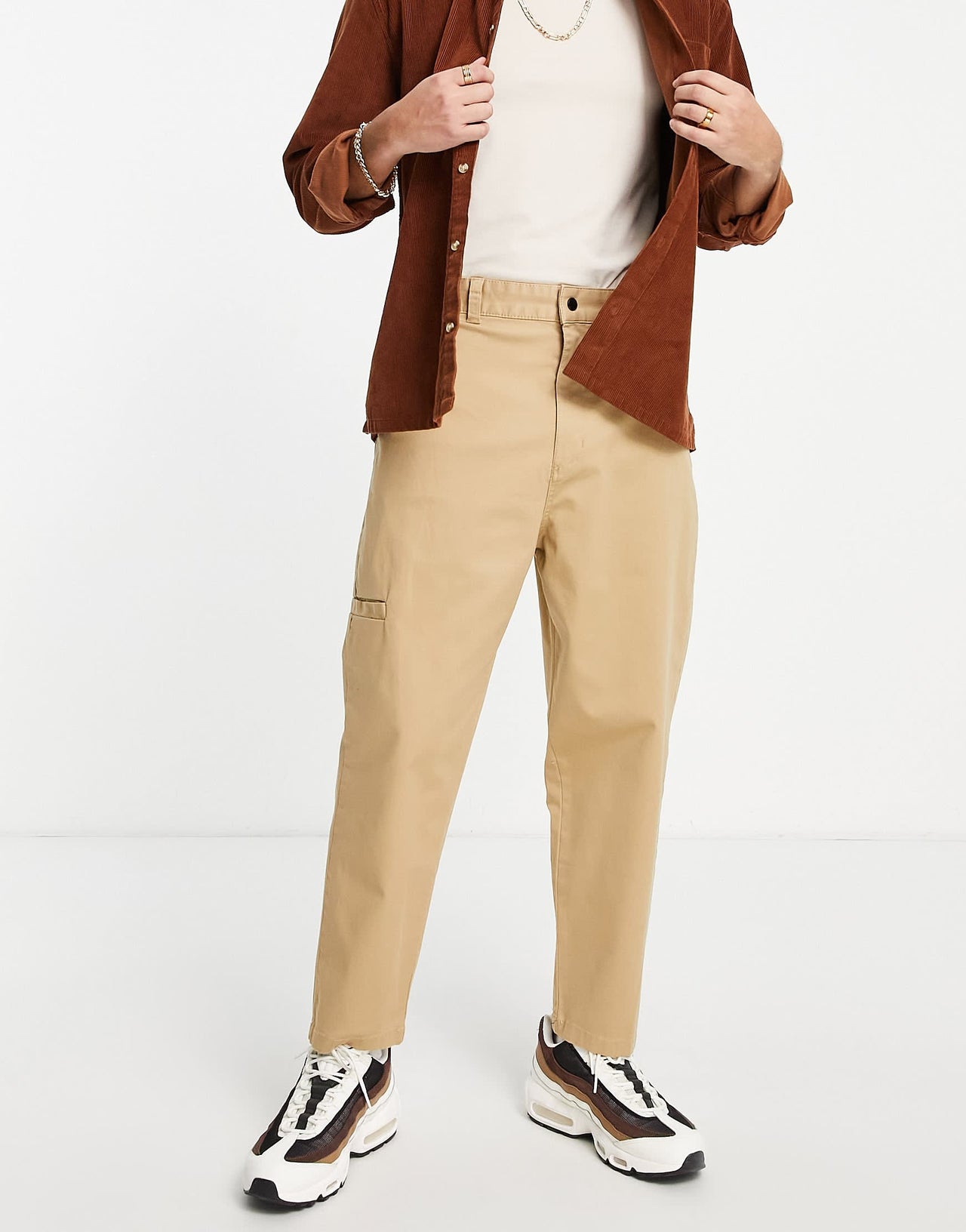 Bershka tapered chinos in tan