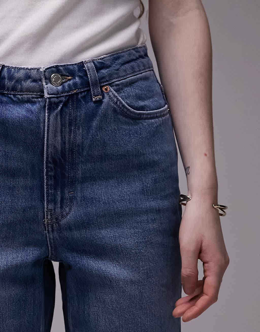 Topshop Original Mom high rise jean in mid blue