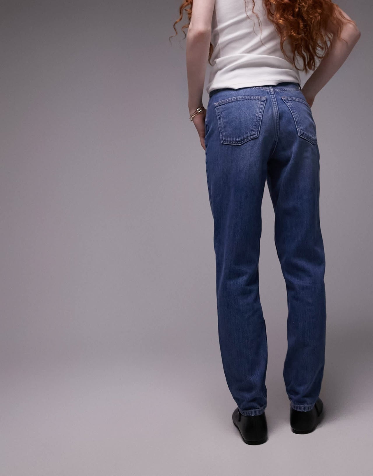 Topshop Original Mom high rise jean in mid blue