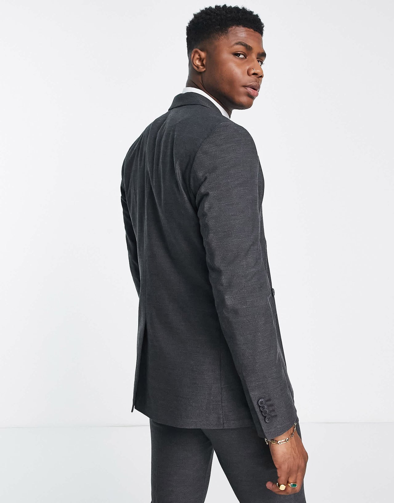 New Look skinny suit jacket in dark grey