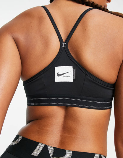 Nike Indy Training NSW Swoosh light support sports bra in black