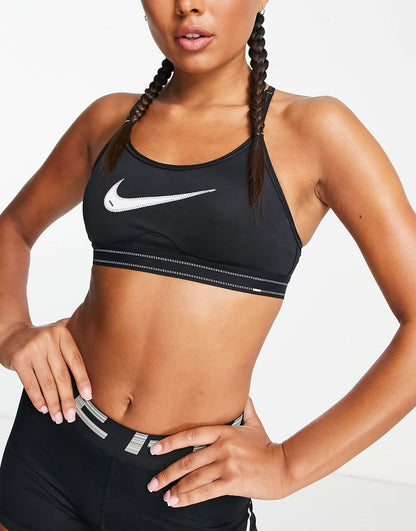 Nike Indy Training NSW Swoosh light support sports bra in black