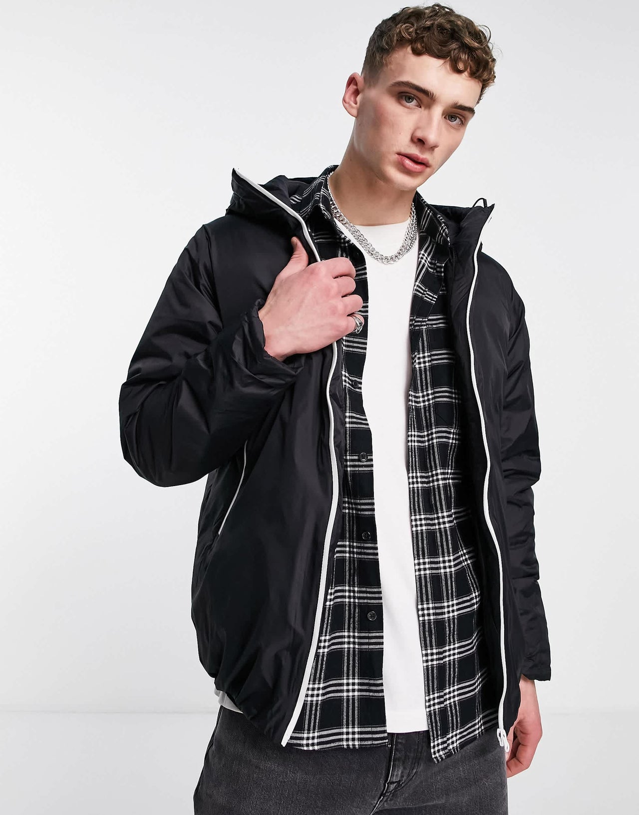 Pull&Bear lightweight jacket in black
