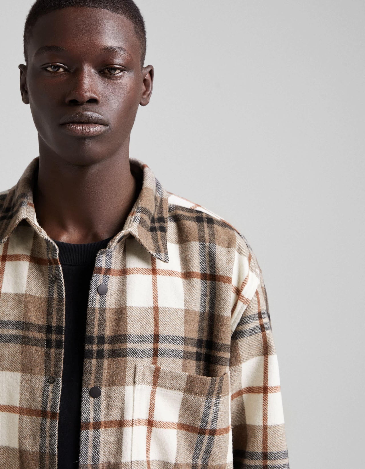 Bershka overshirt in brown check