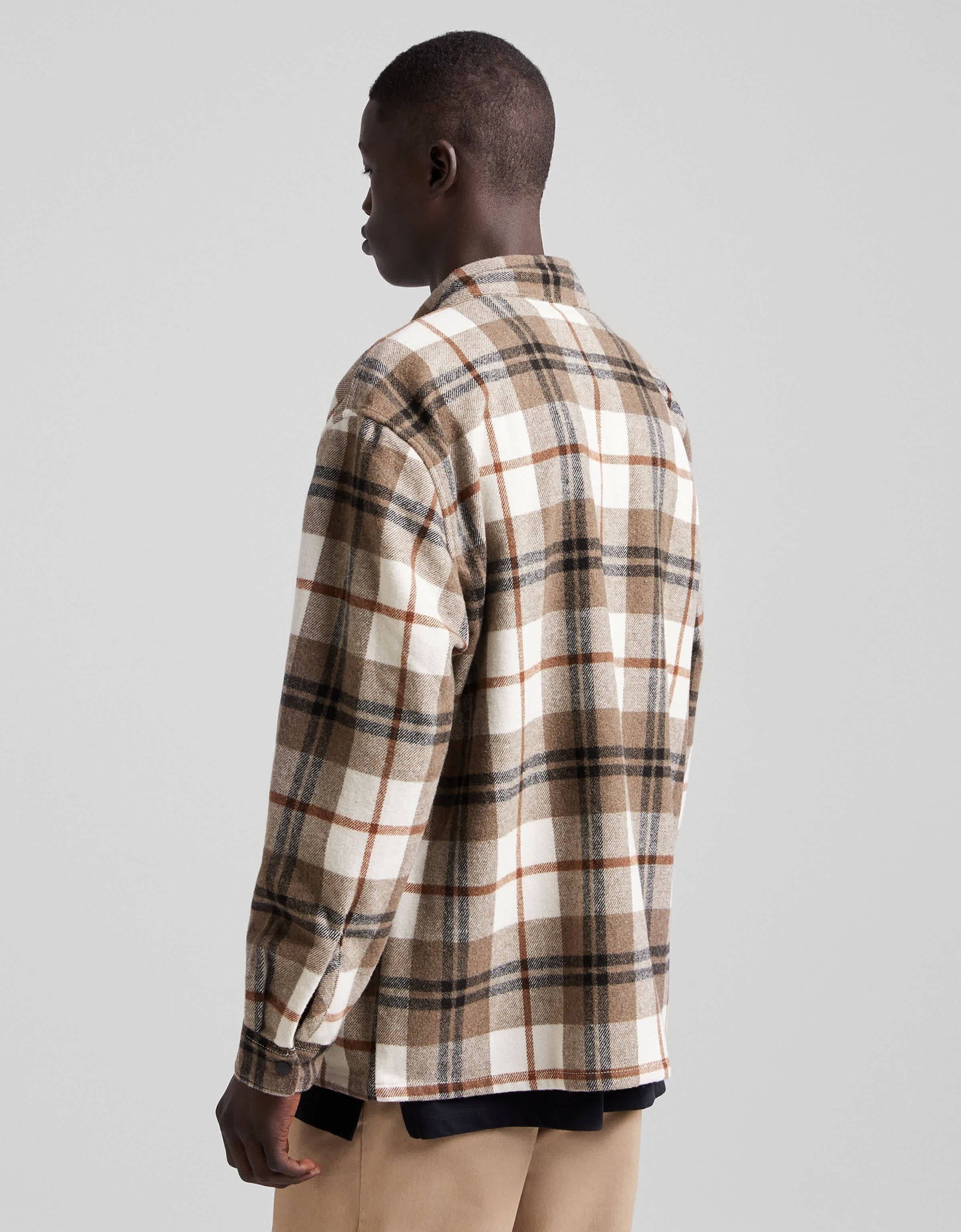 Bershka overshirt in brown check