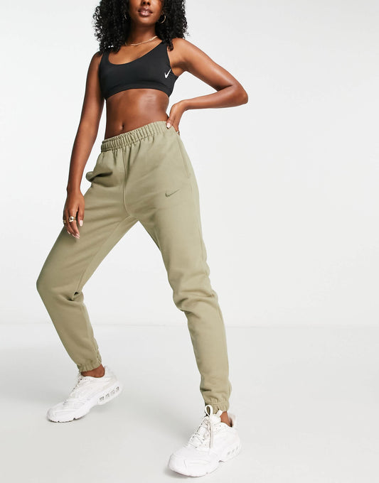Nike unisex cuffed fleece joggers in olive green