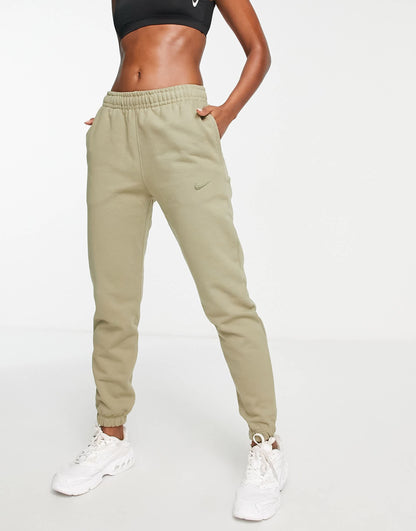 Nike unisex cuffed fleece joggers in olive green