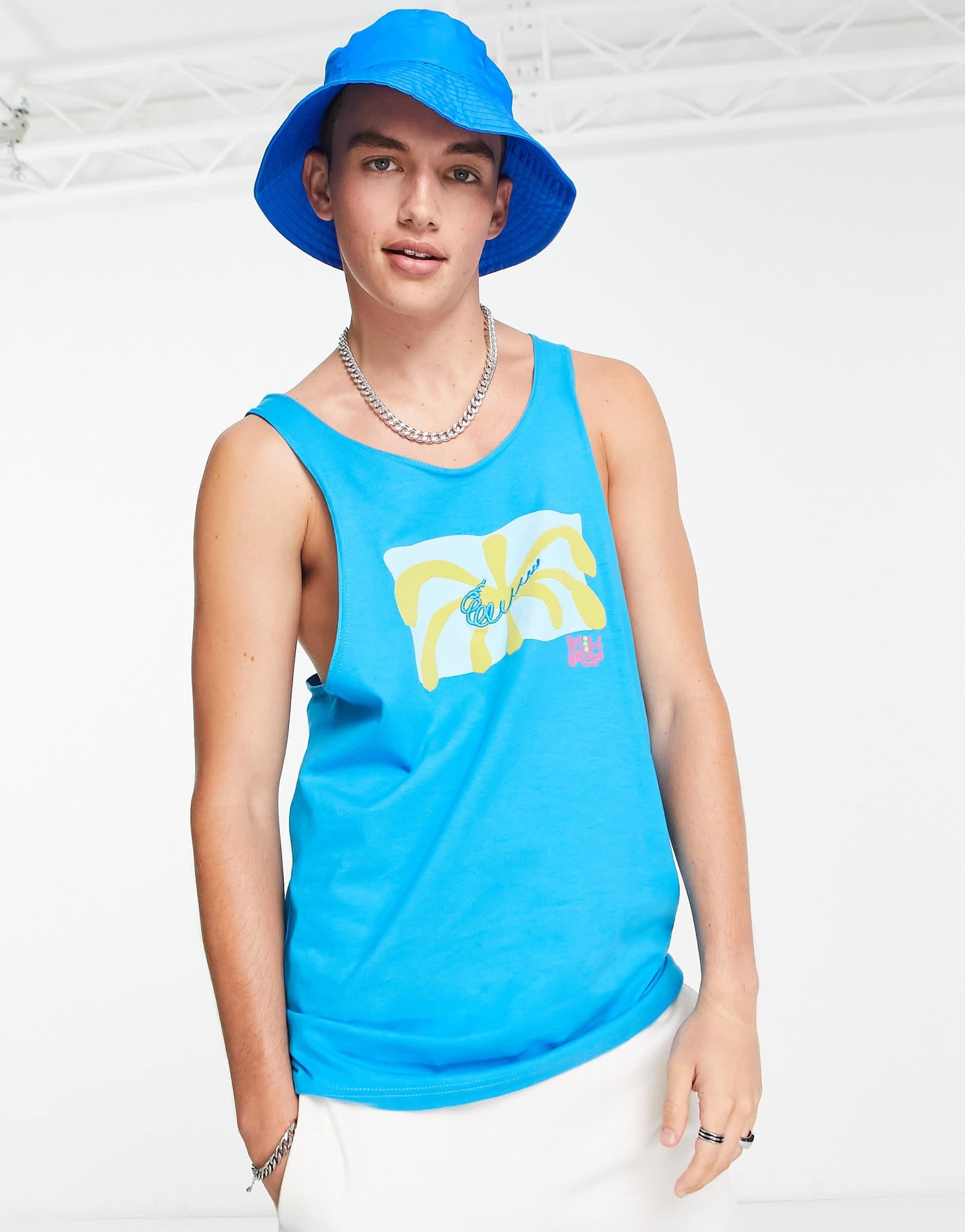 Nike Spring Break graphic logo tank top in blue