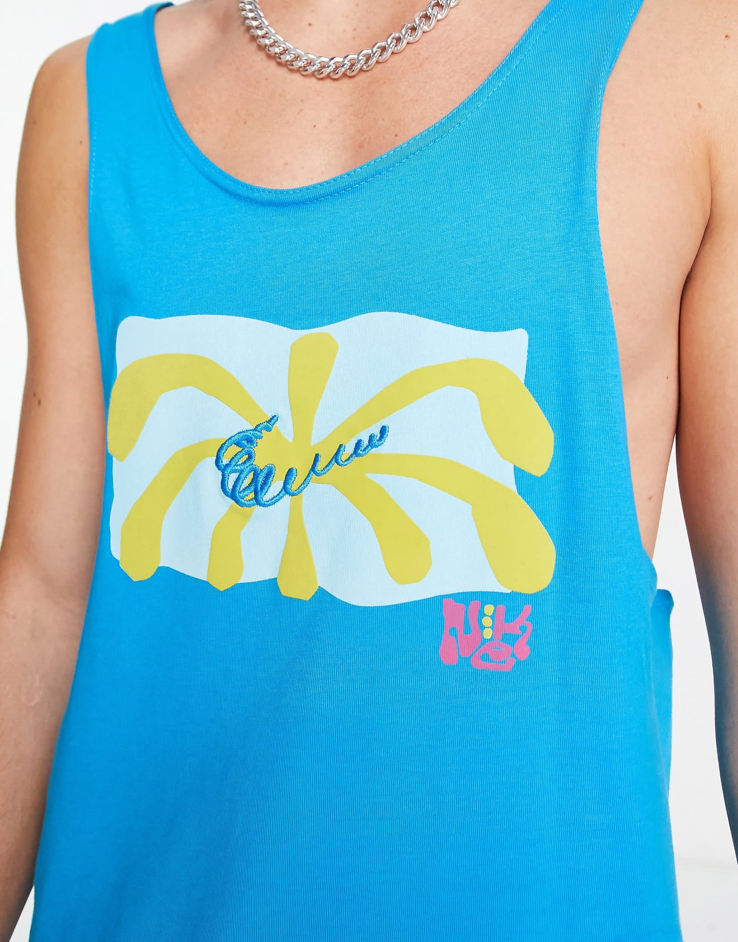 Nike Spring Break graphic logo tank top in blue