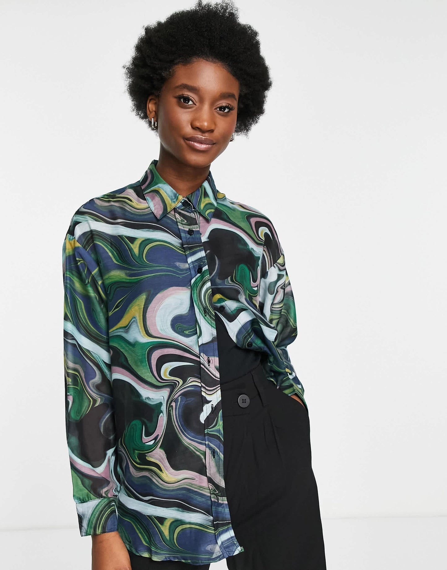 Stradivarius printed shirt in marble print