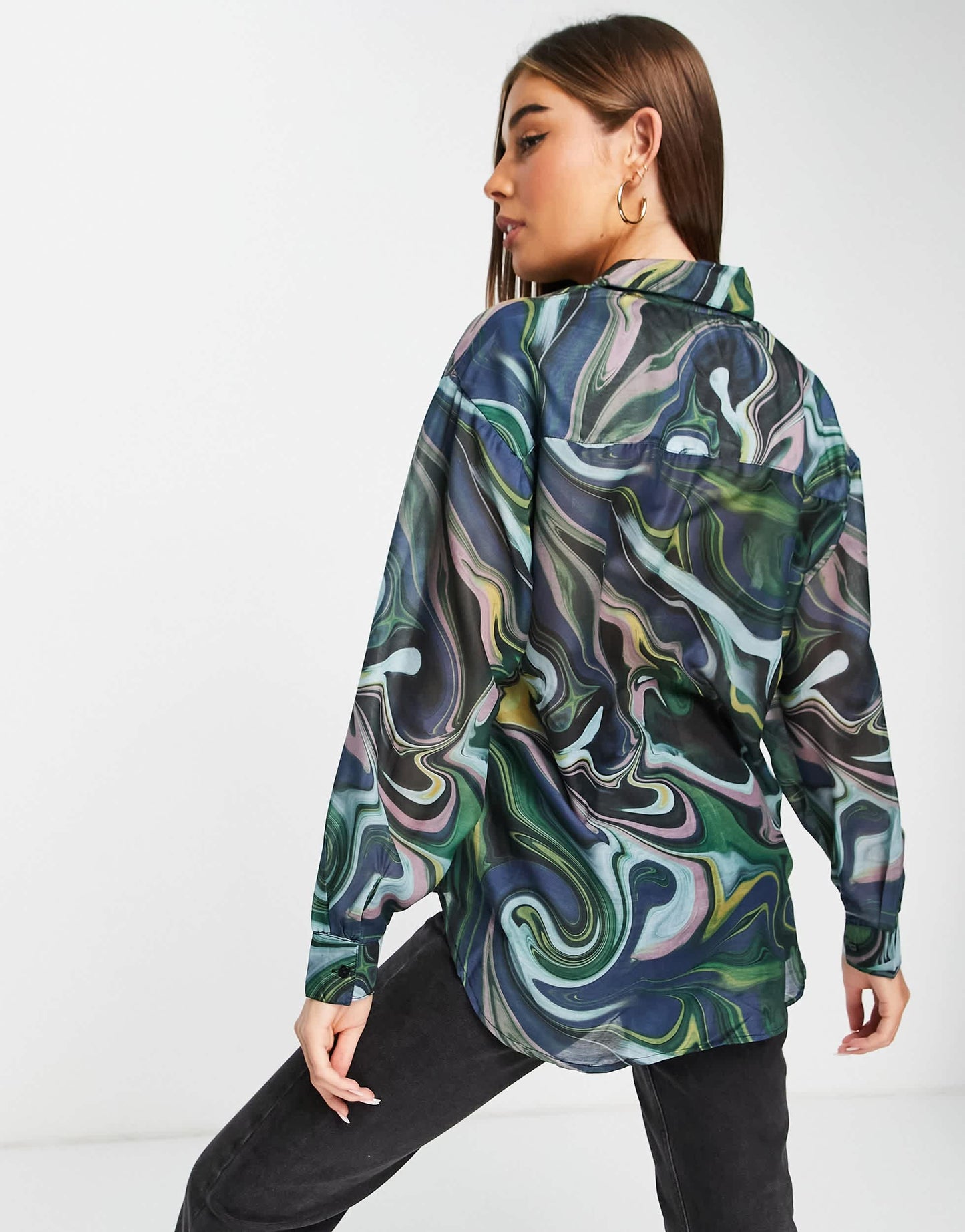 Stradivarius printed shirt in marble print