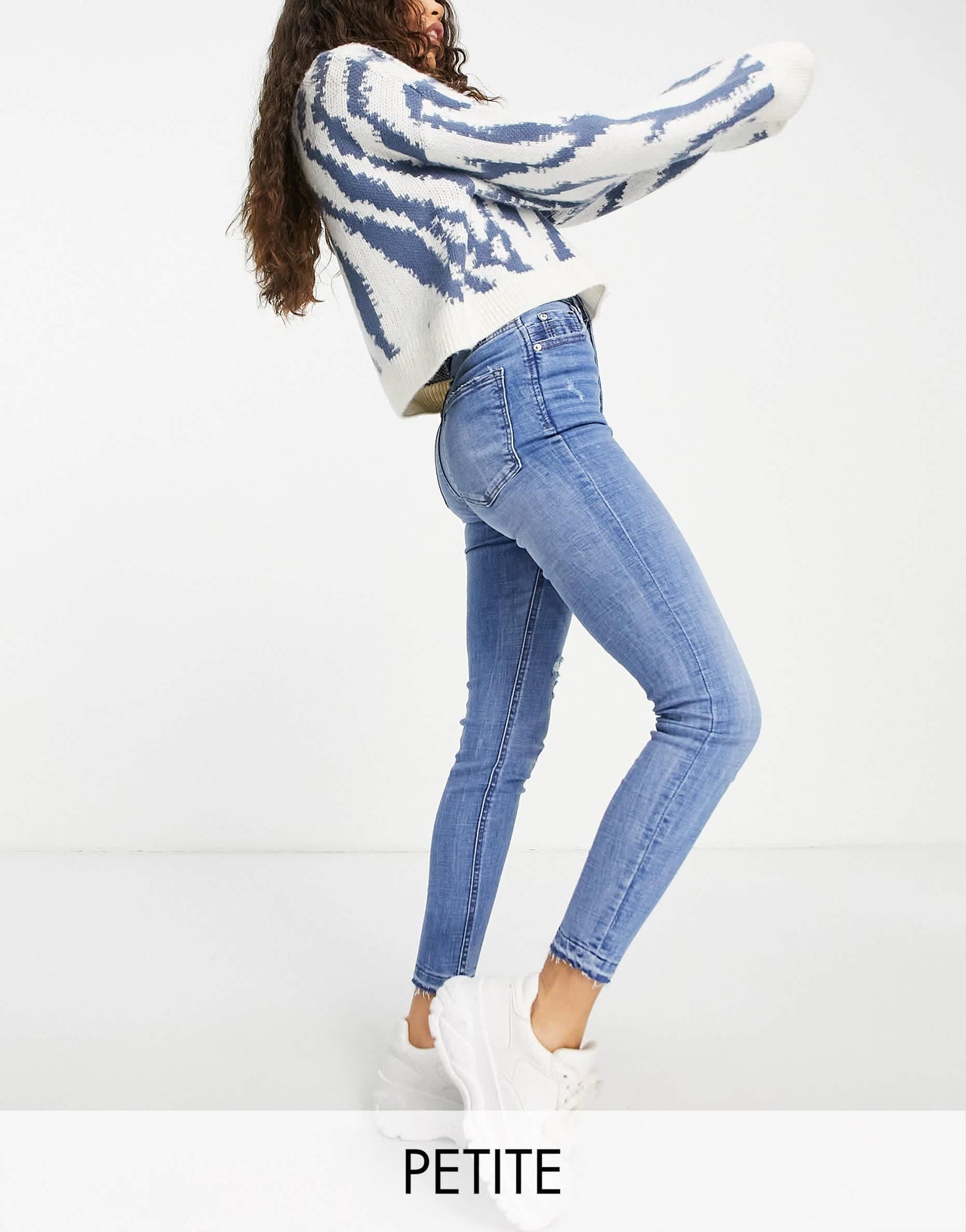 Stradivarius Petite super high waist skinny jean in light blue