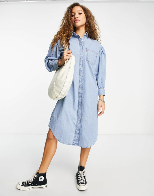 Levi's osteria shirt dress in light wash blue
