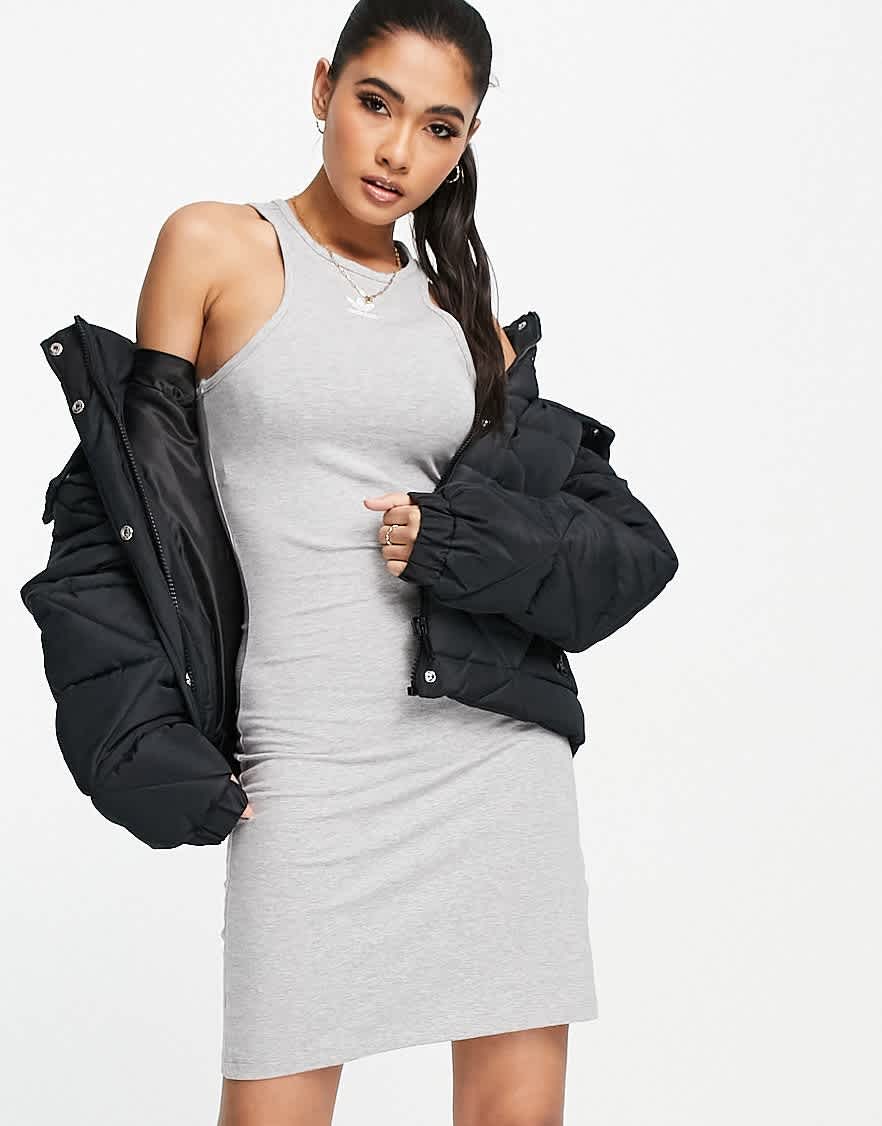 adidas Originals essentials bodycon dress in grey