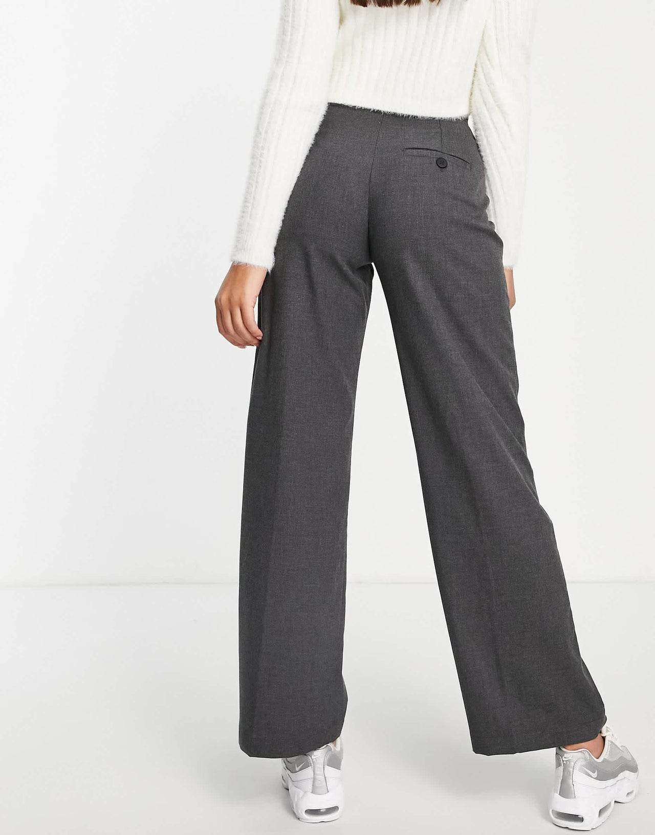 Bershka wide leg slouchy dad tailored trousers in grey