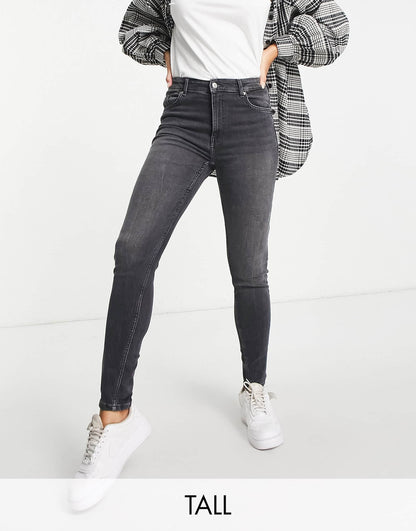 Bershka Tall high waist skinny jean in grey