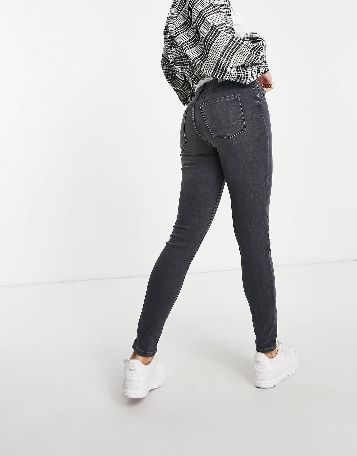Bershka Tall high waist skinny jean in grey