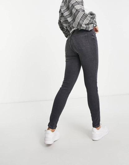 Bershka Tall high waist skinny jean in grey
