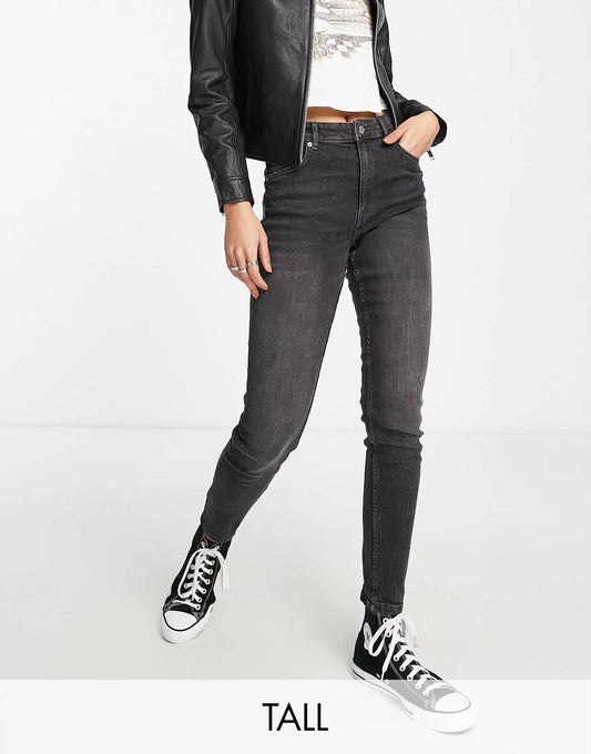 Bershka Tall high waist skinny jean in grey