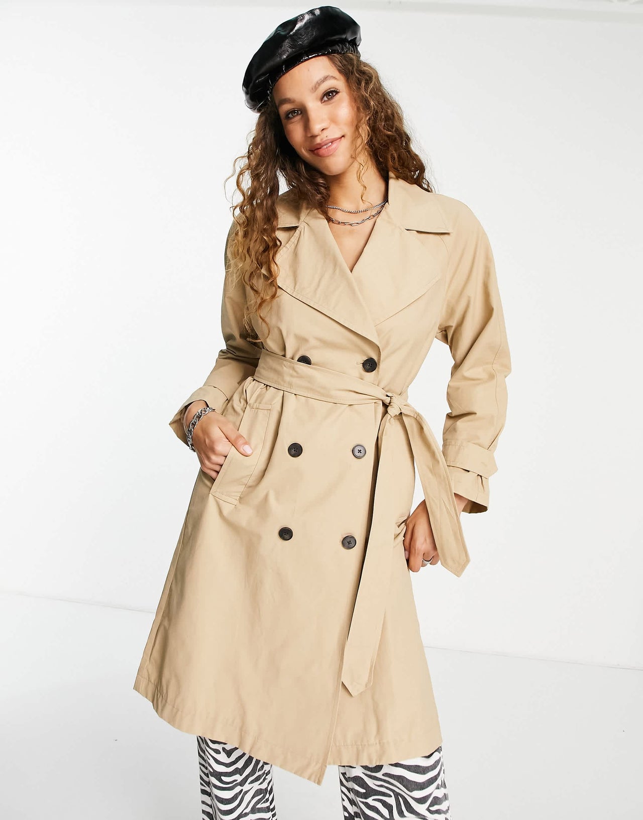Bershka classic trench coat in beige