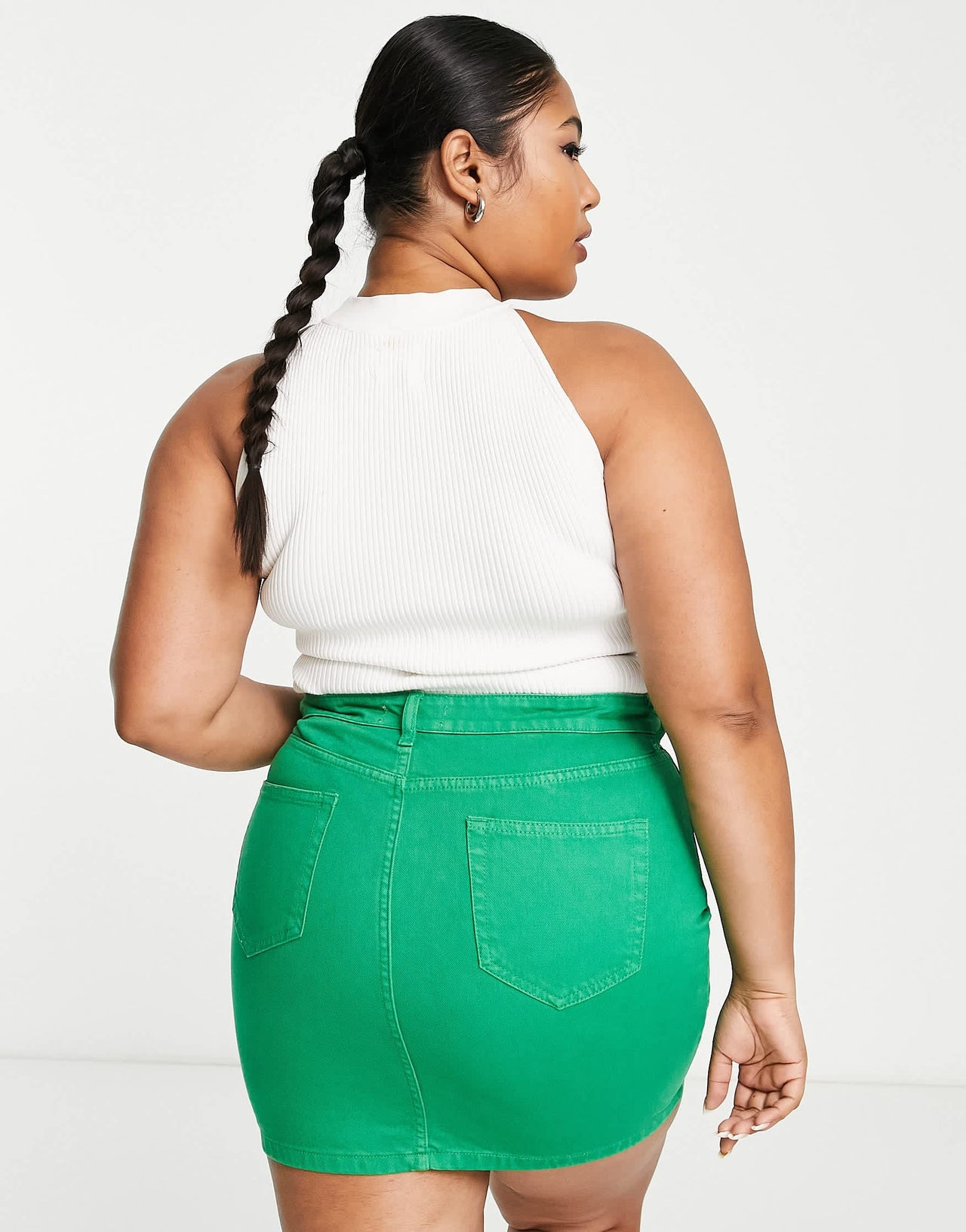 DTT Plus Gabby high waist denim skirt in green