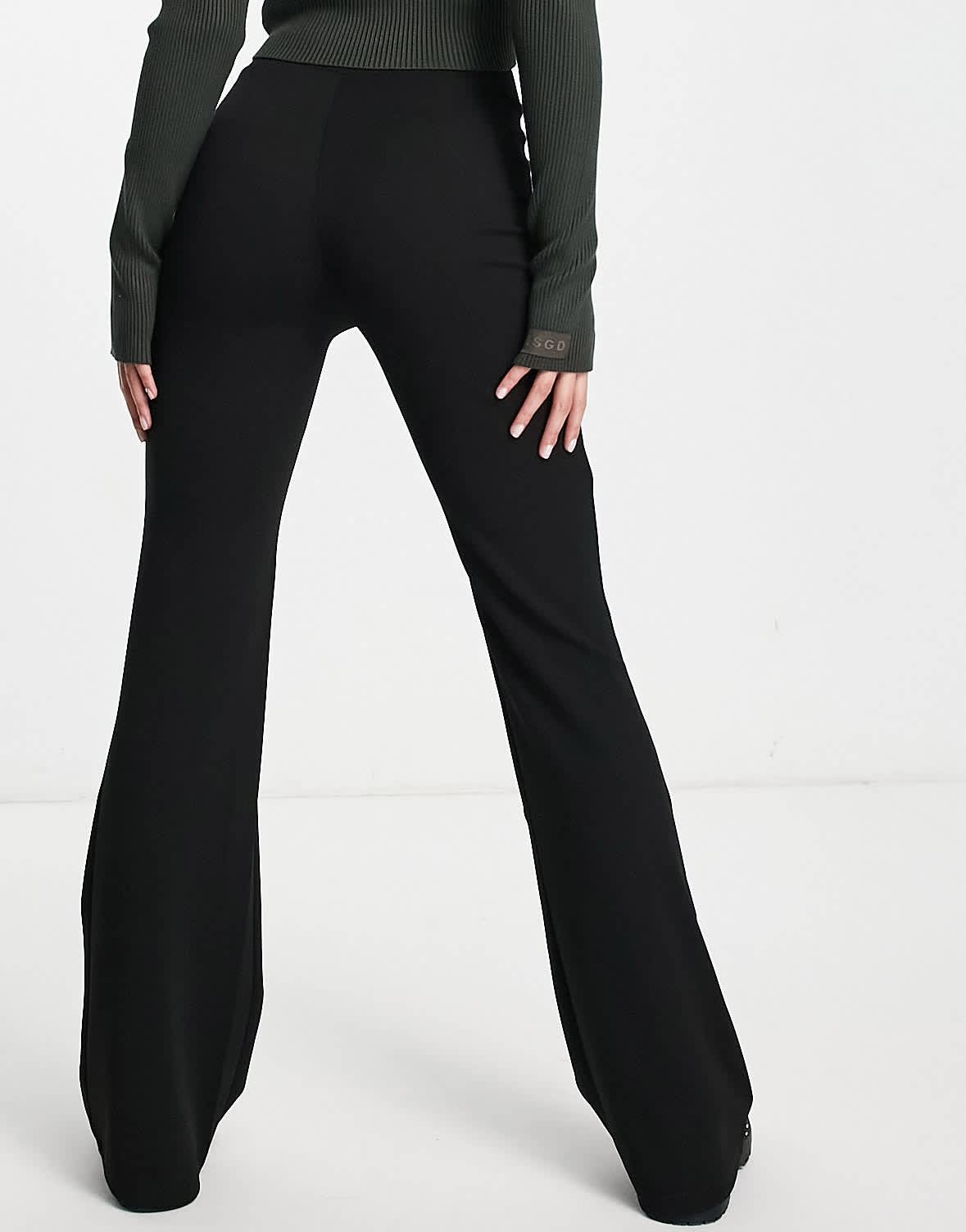 Stradivarius flare trouser in black