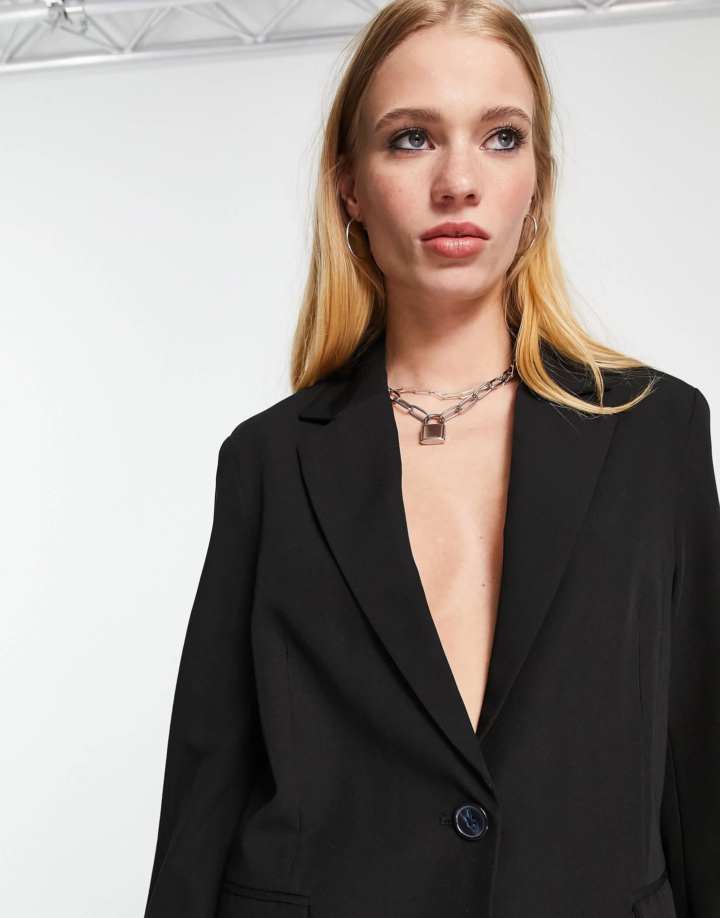 Bershka core oversized blazer in black