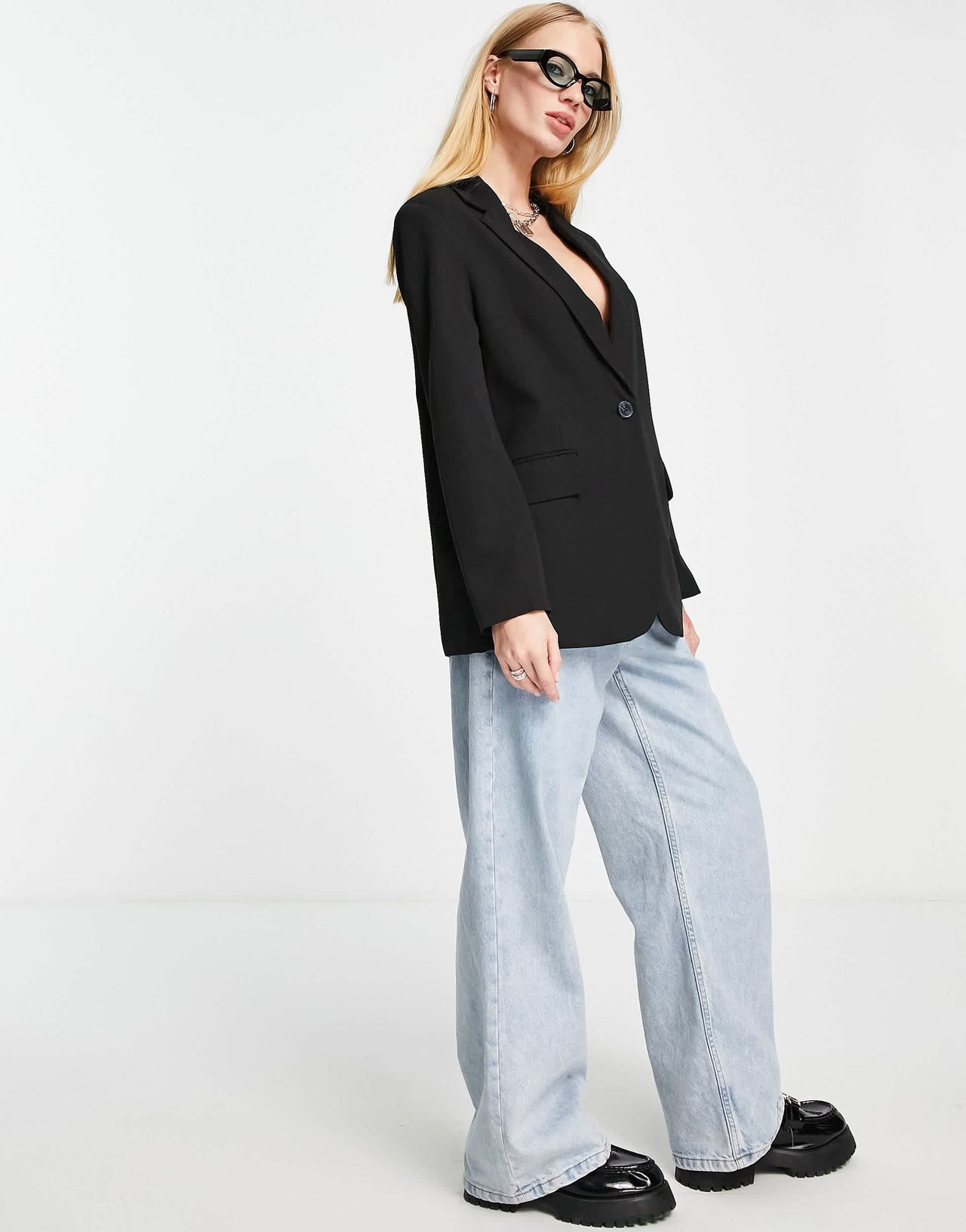 Bershka core oversized blazer in black