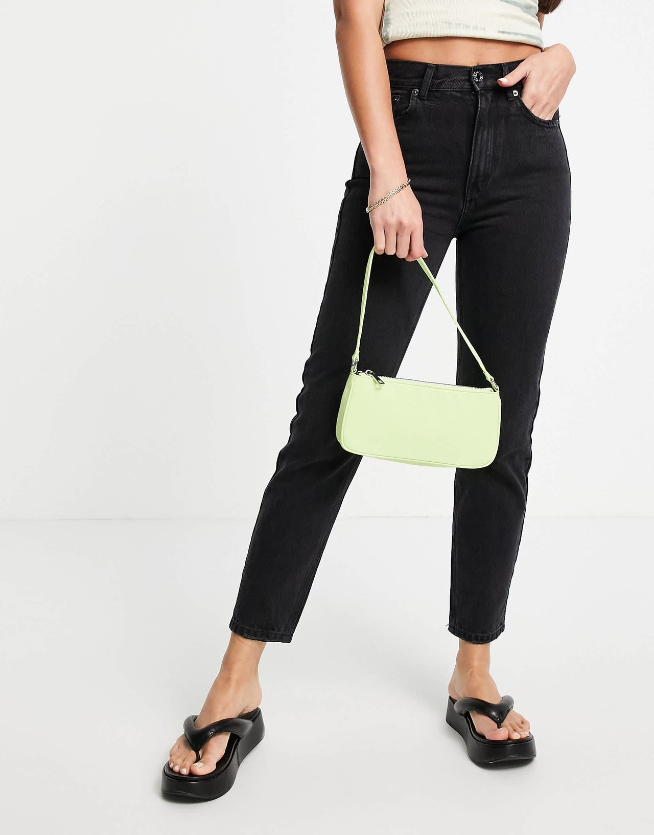 Pull&Bear Tall high waisted basic mom jean in black