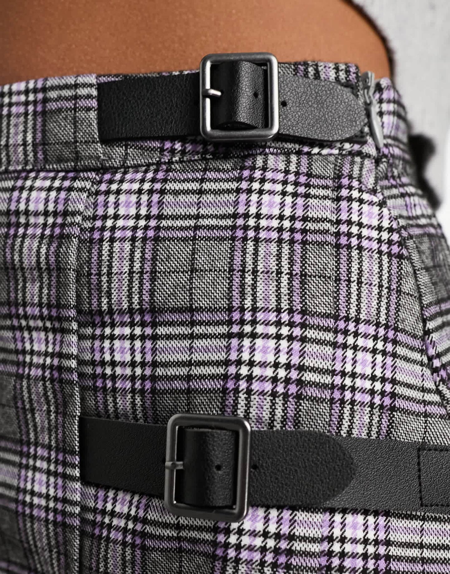 Pull&Bear mini check skirt in brown