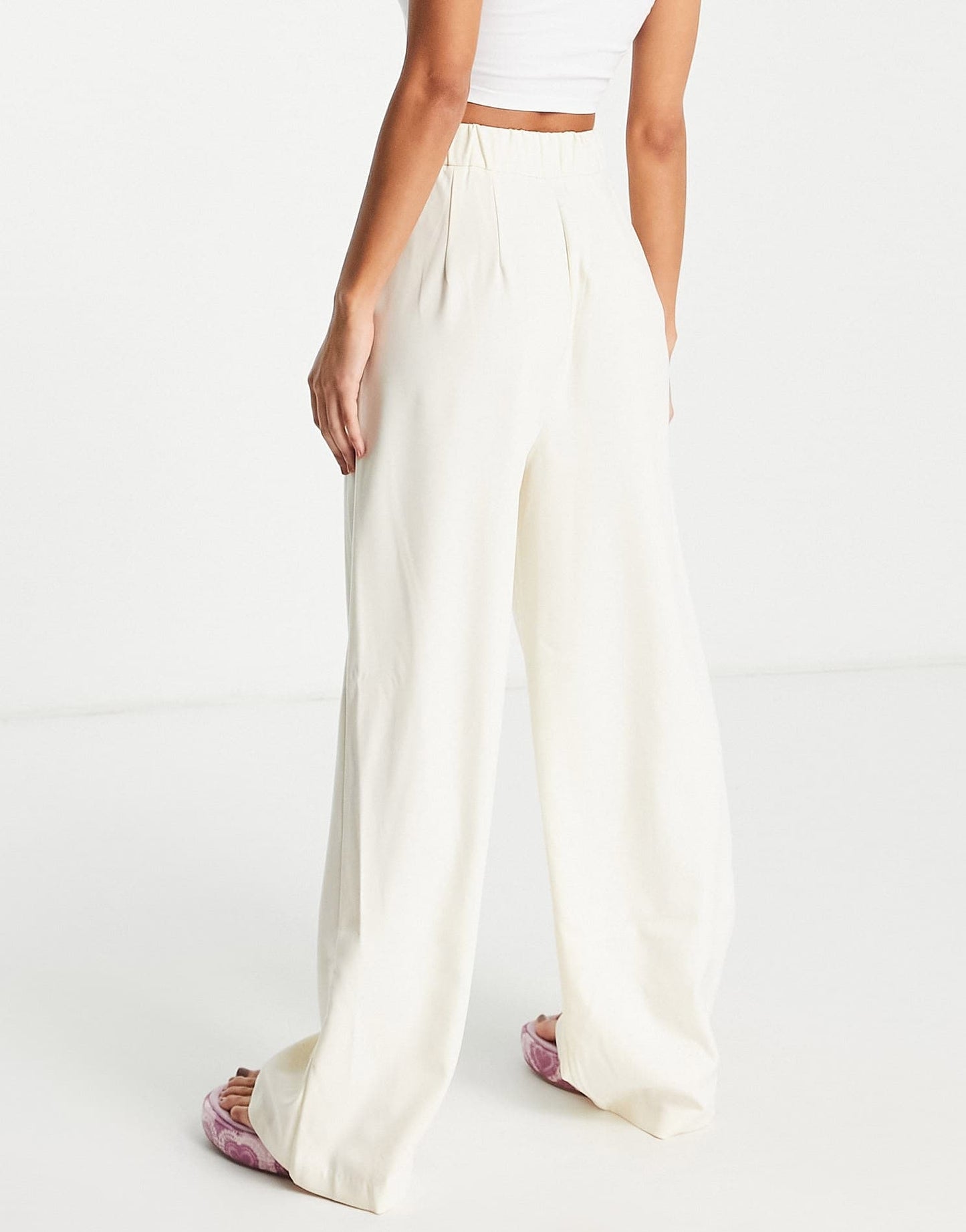Stradivarius wide leg dad trouser in ecru