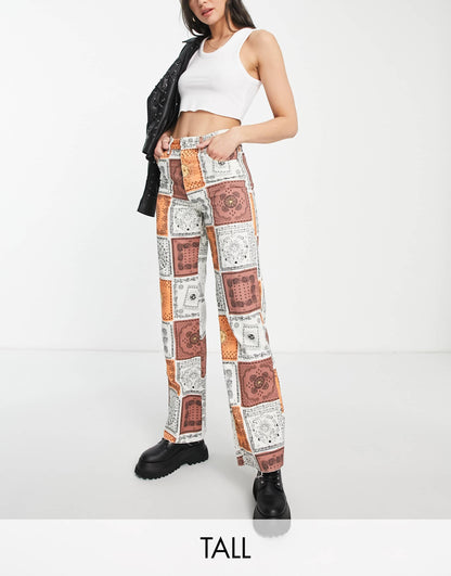 Stradivarius Tall printed dad jean in celestial print