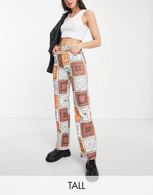 Stradivarius Tall printed dad jean in celestial print