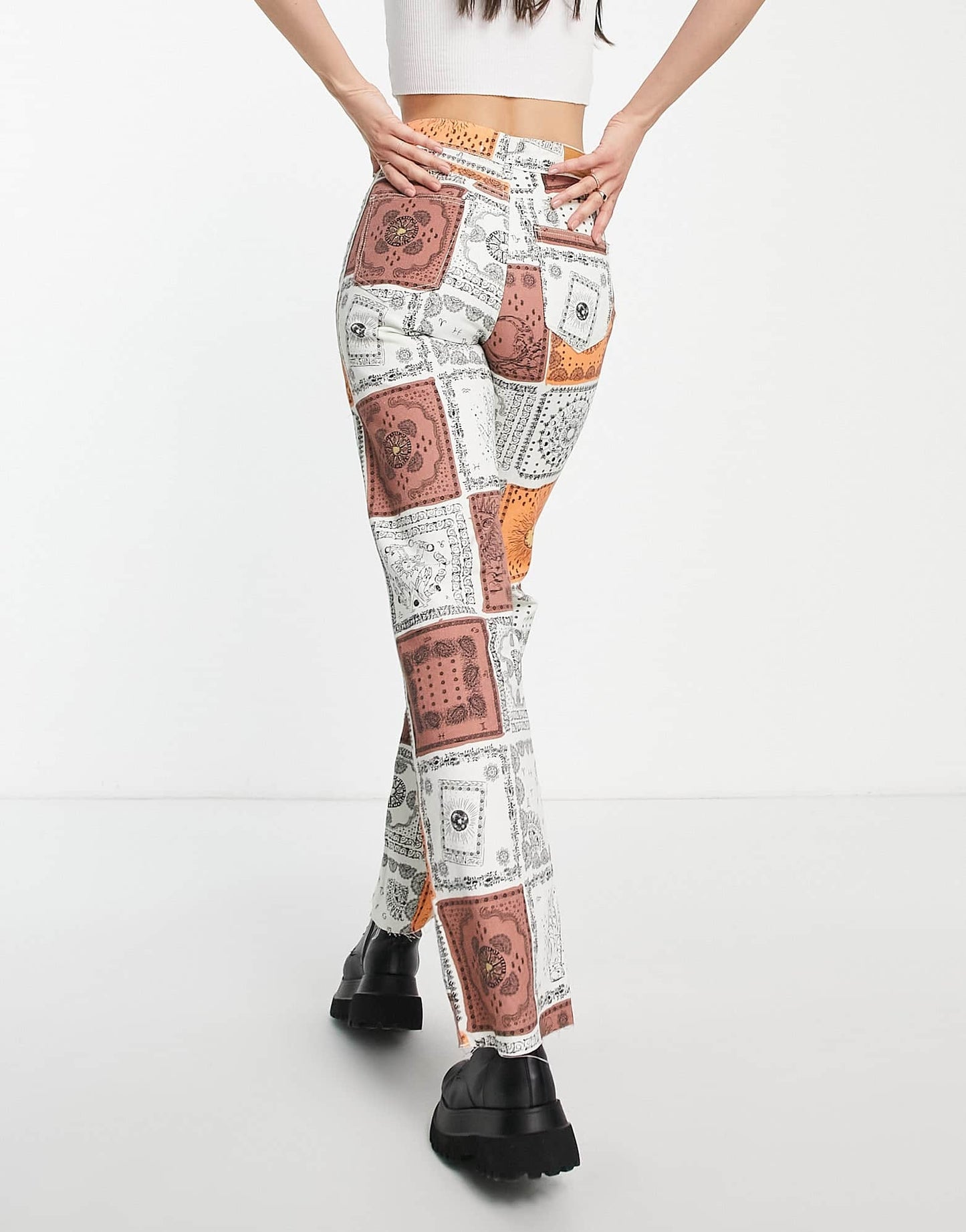 Stradivarius Tall printed dad jean in celestial print