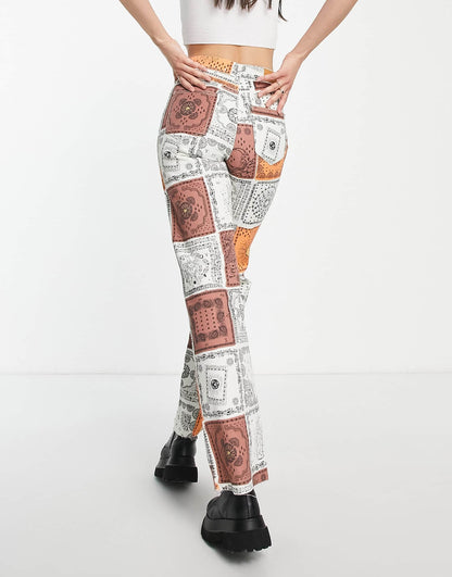 Stradivarius Tall printed dad jean in celestial print