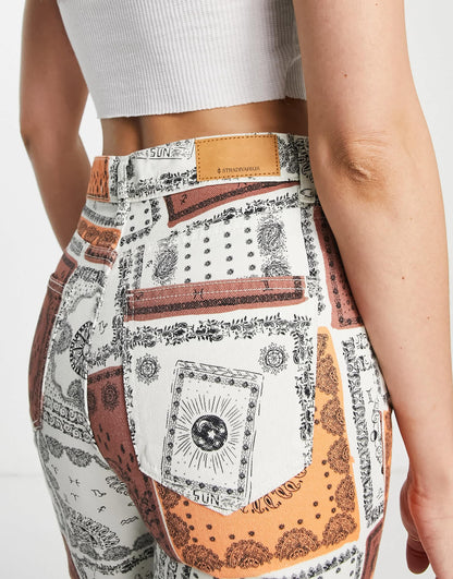 Stradivarius Tall printed dad jean in celestial print