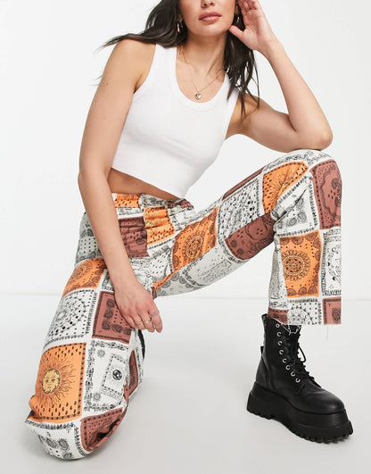 Stradivarius Tall printed dad jean in celestial print