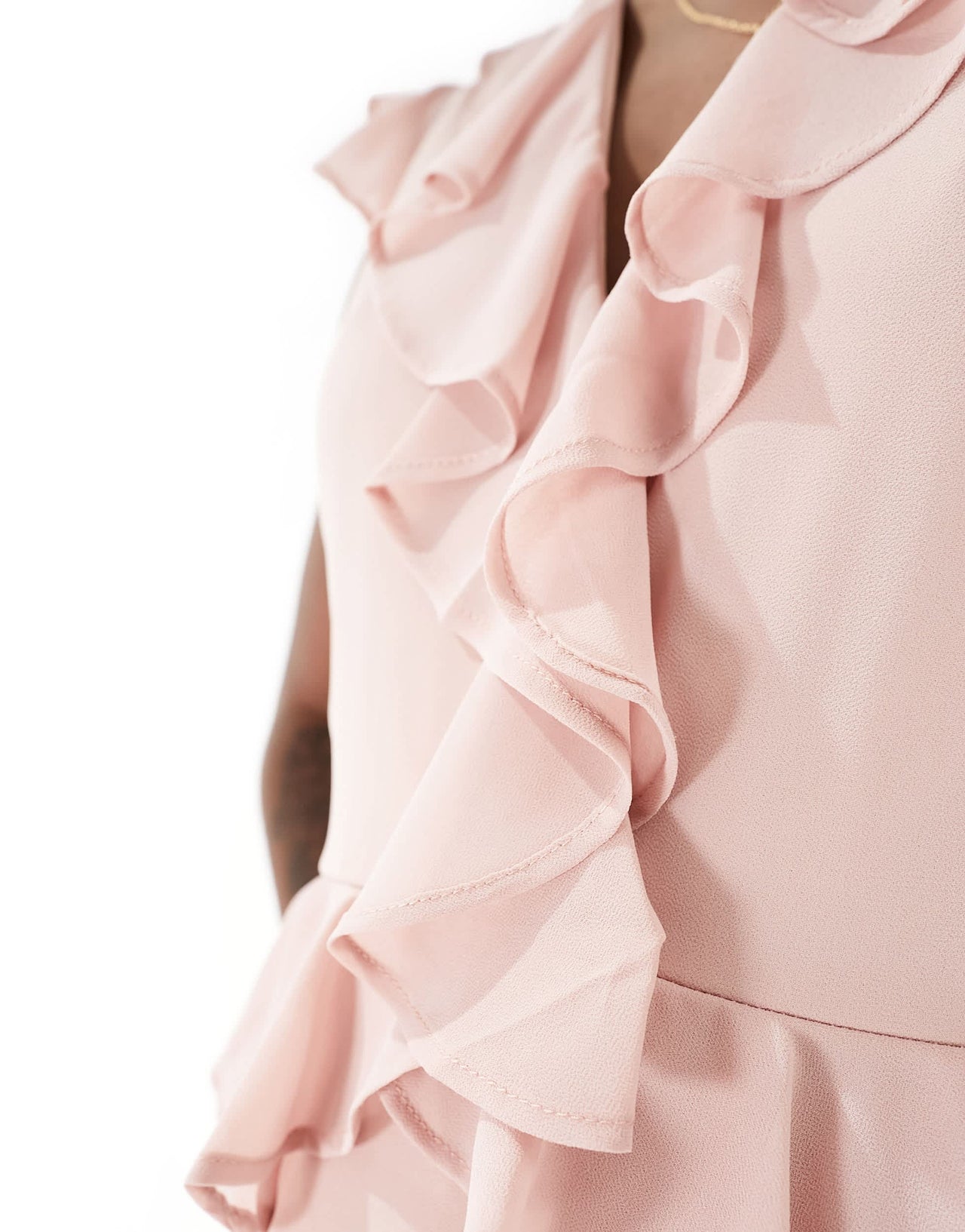 TFNC Tall Bridesmaid chiffon maxi dress with frill detail in mauve