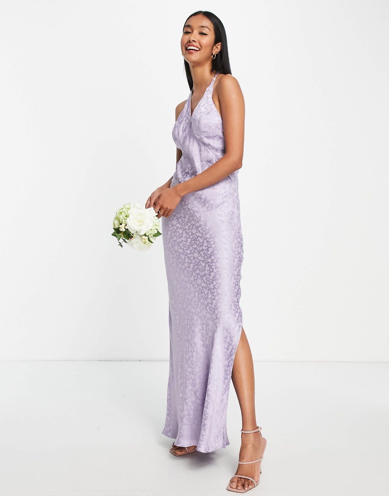 Topshop heart jacquard maxi slip dress in lilac