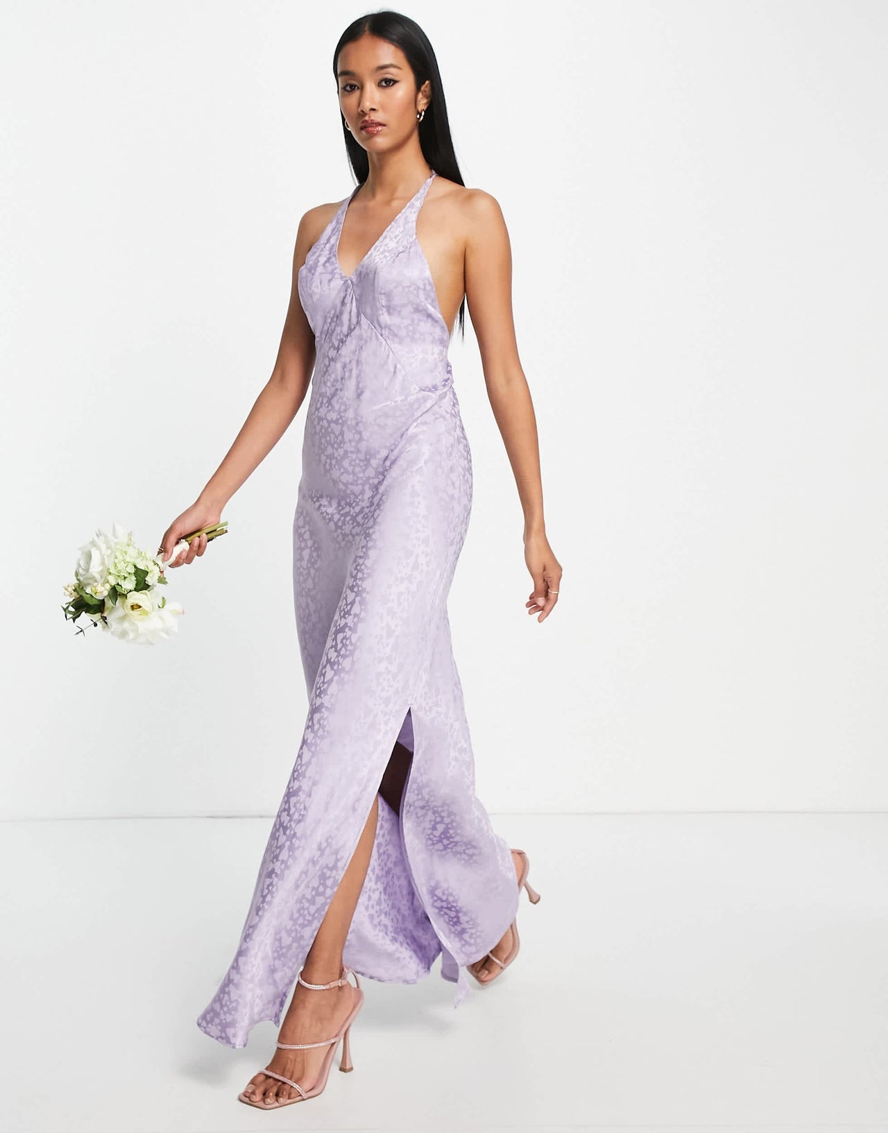 Topshop heart jacquard maxi slip dress in lilac