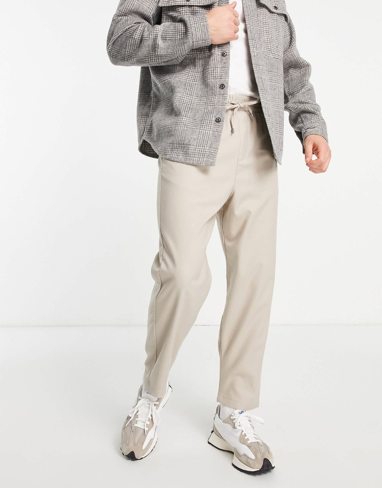 Bershka loose fit trousers in ecru