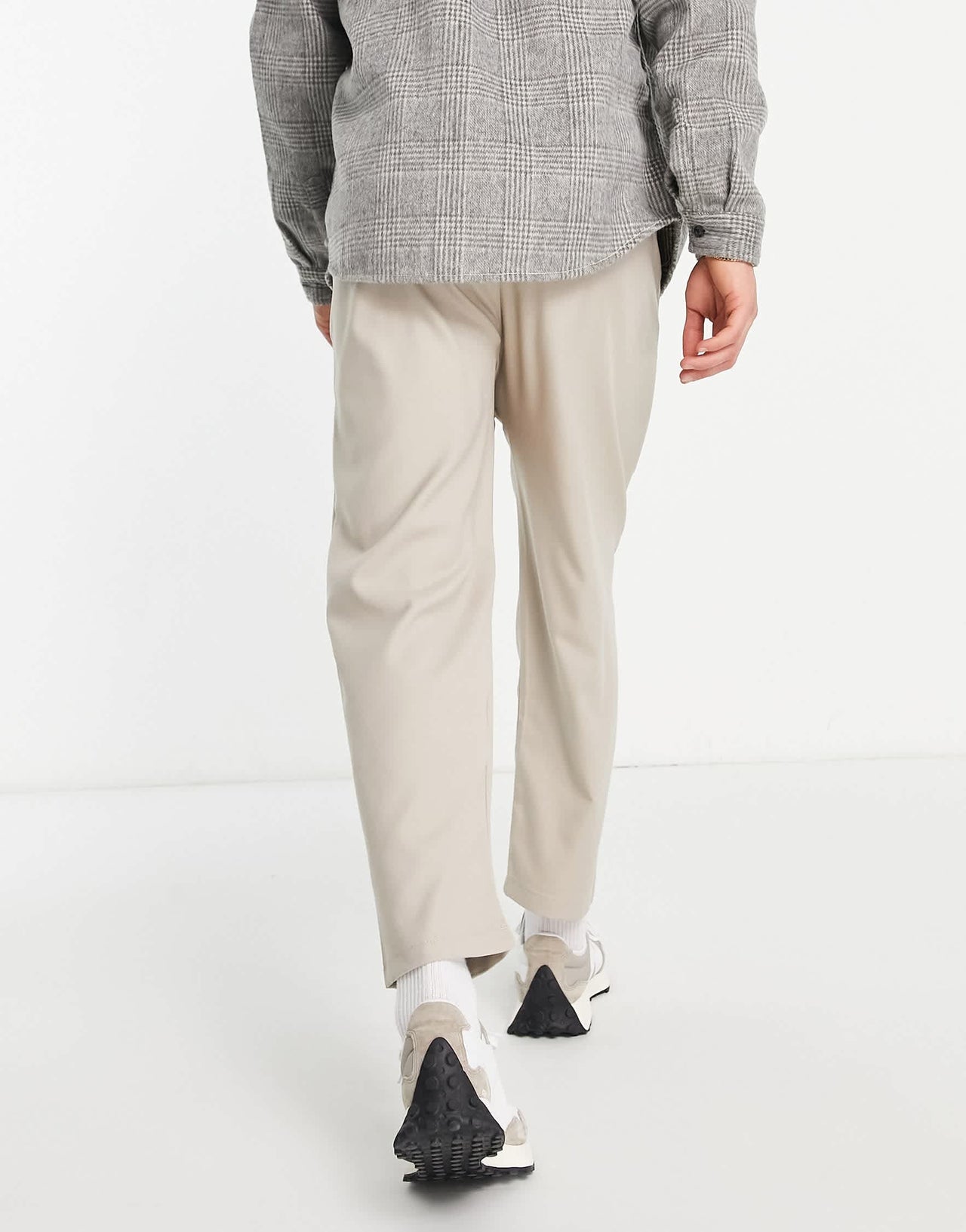 Bershka loose fit trousers in ecru