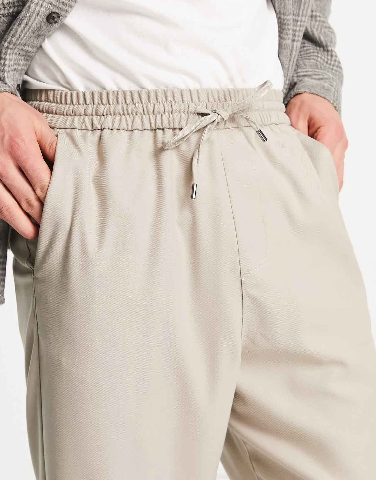 Bershka loose fit trousers in ecru